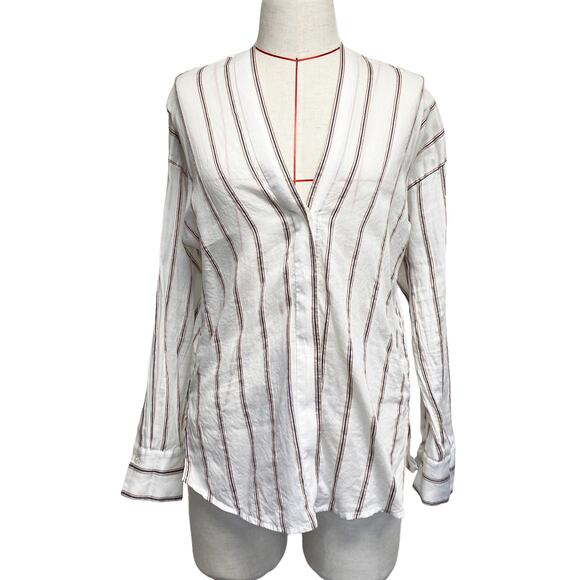Vince Womens Size S Striped V Neck Button Up - Picture 1 of 6